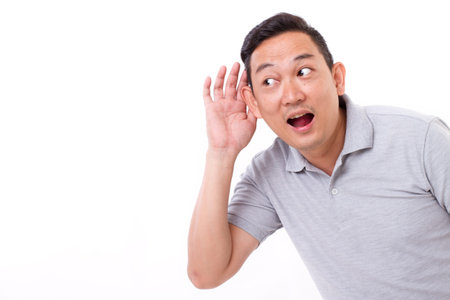happy, smiling man listening