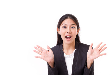 exited business woman lookingの写真素材