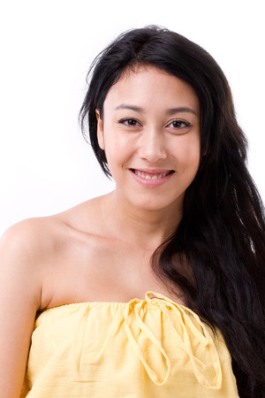 happy smiling woman in summer dressの写真素材