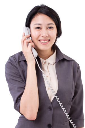 happy business woman on telephone callの写真素材