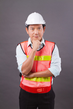 Professional asian male engineer man thinkingの写真素材