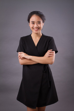 portrait of asian woman, happy face expressionの写真素材