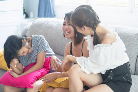 group of asian women hanging out and having good tome together