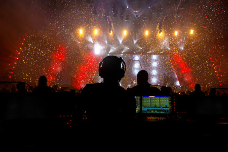 Sound manager on live rock concert, disco showの写真素材