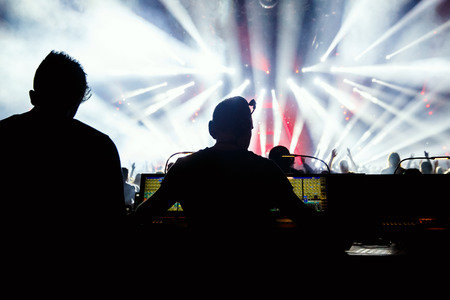 Sound manager on live rock concert, disco showの写真素材