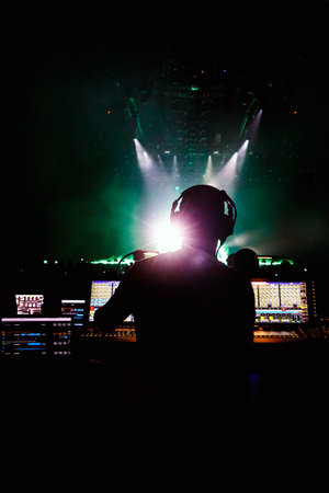 Sound manager on live rock concert, disco showの写真素材