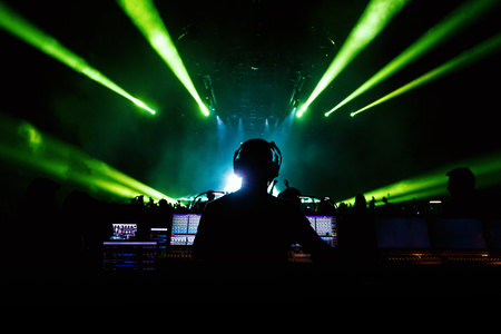 Sound manager on live rock concert, disco showの写真素材
