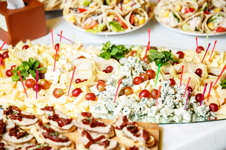 Meals for gourmets, cheese plate on the event cateringの写真素材
