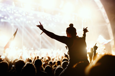 Girl enjoying the outdoor music festival concert.