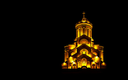 The Holy Trinity Cathedral of Tbilisi commonly known as Sameba in Georgia, Night time