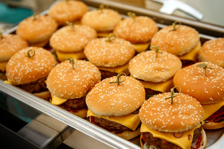 A lot of Small burgers on event catering.の写真素材