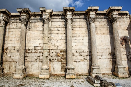 Greek pillars under Akropolis, Athens.の写真素材