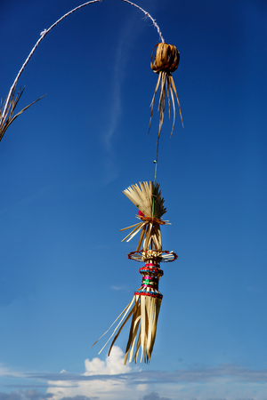 Classic balinese penjor, One of the main symbols of Bali island, Indonesiaの写真素材