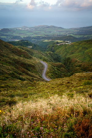 Road in the mountains. View from aboveの写真素材