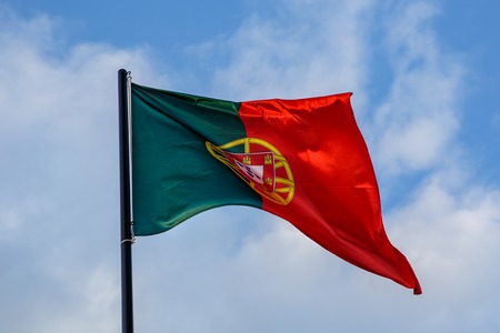 Evolving Portuguese flag, cloudsの写真素材