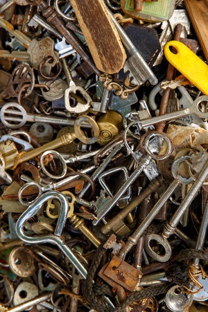 A lot of vintage keysの写真素材