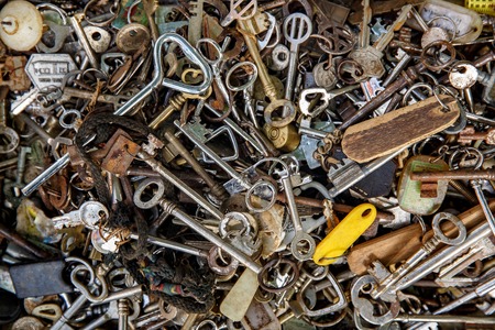 A lot of vintage keysの写真素材