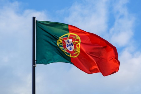 Evolving Portuguese flag, clouds onの写真素材