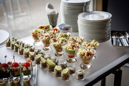 Close-up of snacks at an event.の写真素材