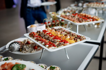 Close-up of snacks at an event.