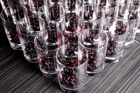 A lot of glasses with berries. Healthy foodの写真素材