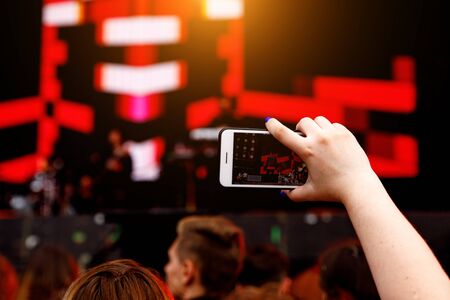 Shooting on a mobile phone, Concert showの写真素材