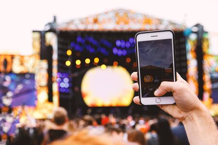 Shooting on a mobile phone, Concert showの写真素材