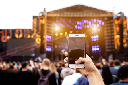 Shooting on a mobile phone, Concert showの写真素材