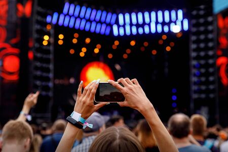 Shooting on a mobile phone, Concert showの写真素材