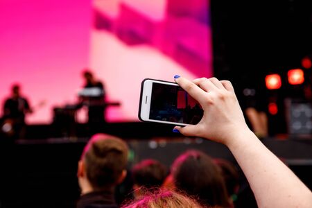 Shooting on a mobile phone, Concert showの写真素材