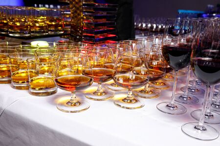 Elegant glasses with alcohol at the partyの写真素材