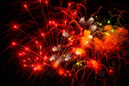 Background fireworks, salute in honor of the holidayの写真素材