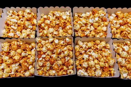 Boxes of popcorn before watching a movie. Top viewの写真素材