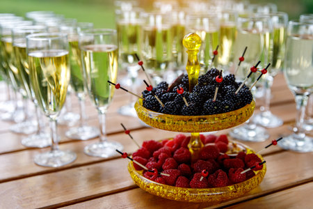 Plate with berries at a festive banquet