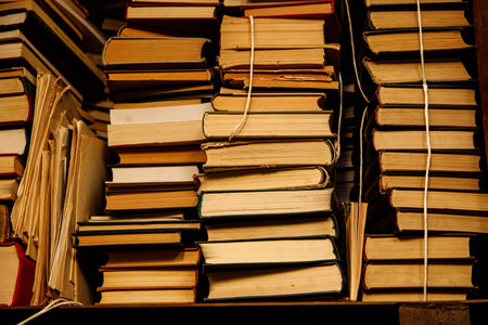Many old books on a shelf. Repository of knowledge