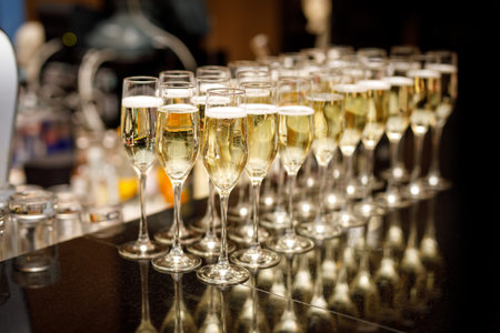 Champagne glasses at an eventの写真素材