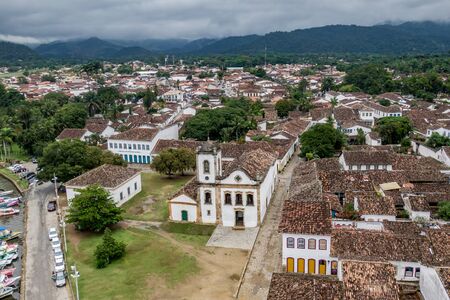 Brazilian colonial city of Paraty, aerial viewの写真素材