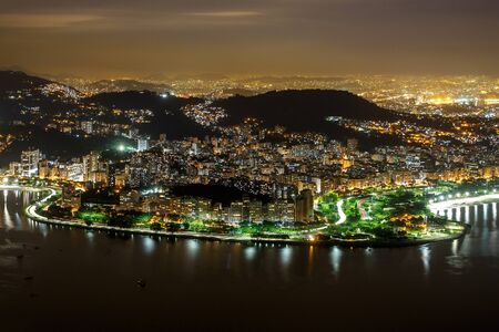 Panoramic view of Rio De Janeiro, Brazil landscape, Corcovado Moutain in Sunsetの写真素材