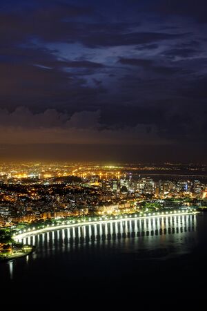 Panoramic view of Rio De Janeiro, Brazil landscape, Corcovado Moutain in Sunsetの写真素材