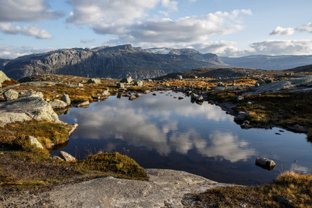 Mountain Lake. Water surface surrounded by rocks