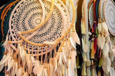 Dream catchers in the shop, close up of dream catchersの写真素材