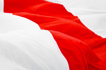 White red white flag. Historical Belarus national flag waves