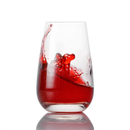 Red juice splashes on isolated white background
