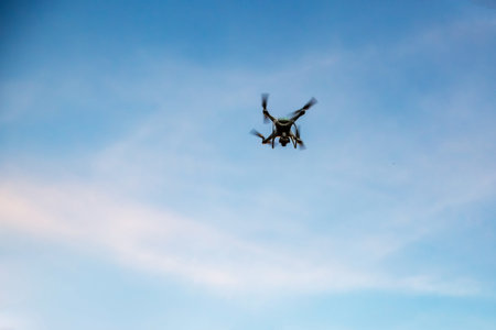 Drone in the blue skyの写真素材