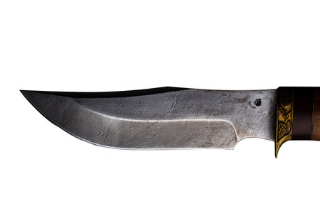 Knife of Damascus steel isolated on whiteの写真素材