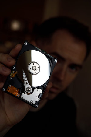 A man with HDD disk