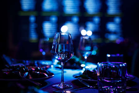 Glass on a banquet table.の写真素材