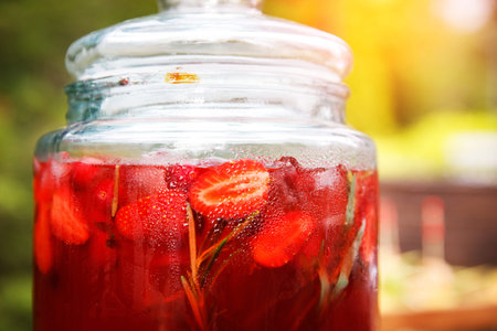 Glass Jar with Cooling Strawberry Lemonade