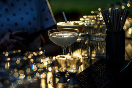 Margarita cocktail at the bar counterの写真素材