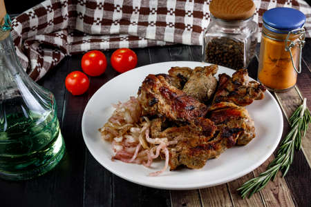 Traditional Georgian food - pork meat shashlikの写真素材